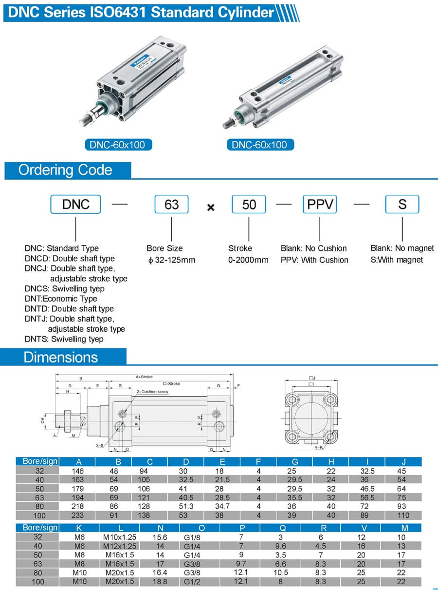 DNC ISO 6431 standard air cylinder