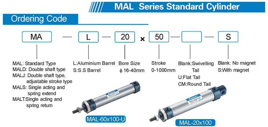 MAL aluminum mini air cylinder