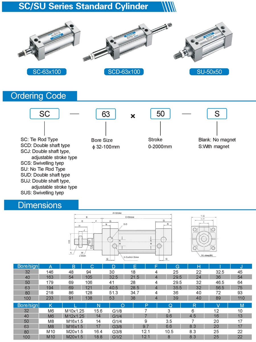 SC SU Series standard pneumatic cylinder