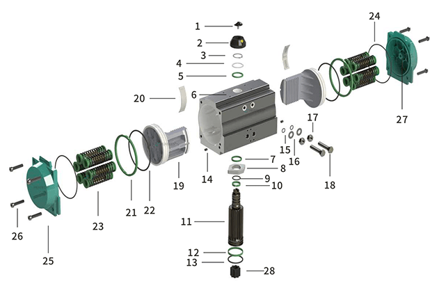 Pneumatic actuator parts