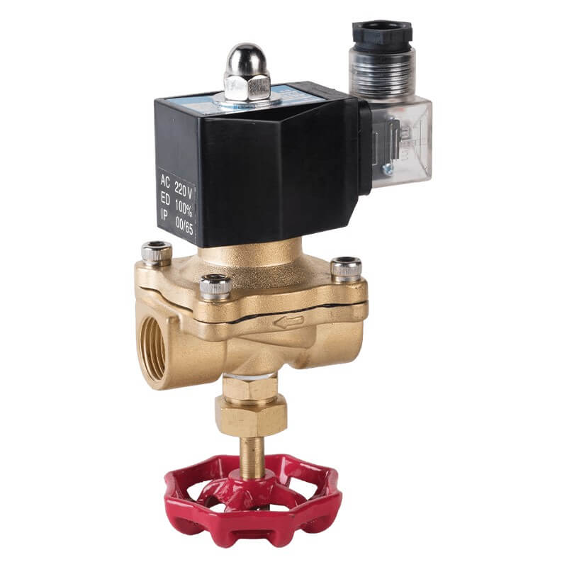 2W brass Water Solenoid Valve with manual control Wheel