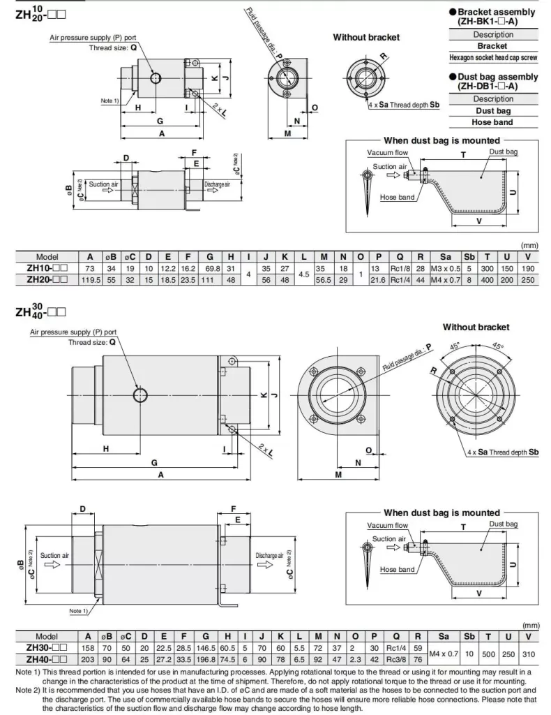 Vacuum Flow Size Chart