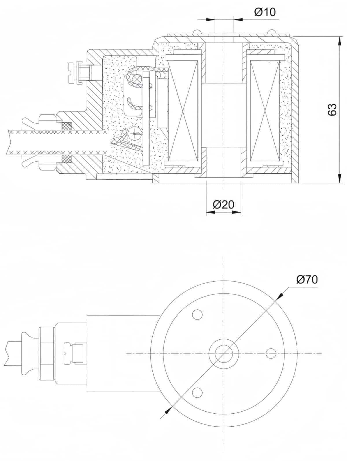 Round explosion proof solenoid coil