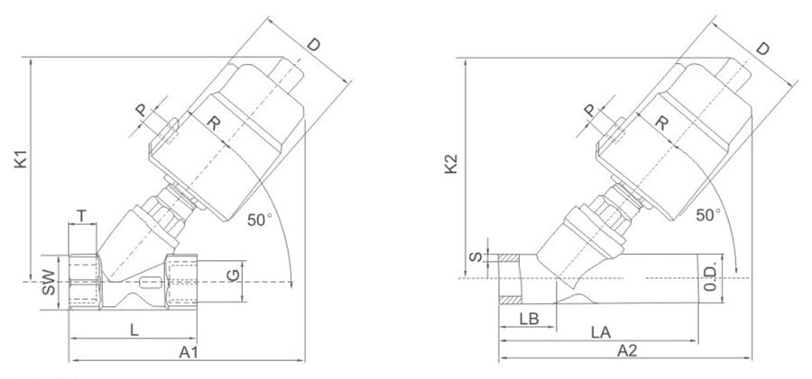 Stainless Steel Welded End Angle Seat Valve
