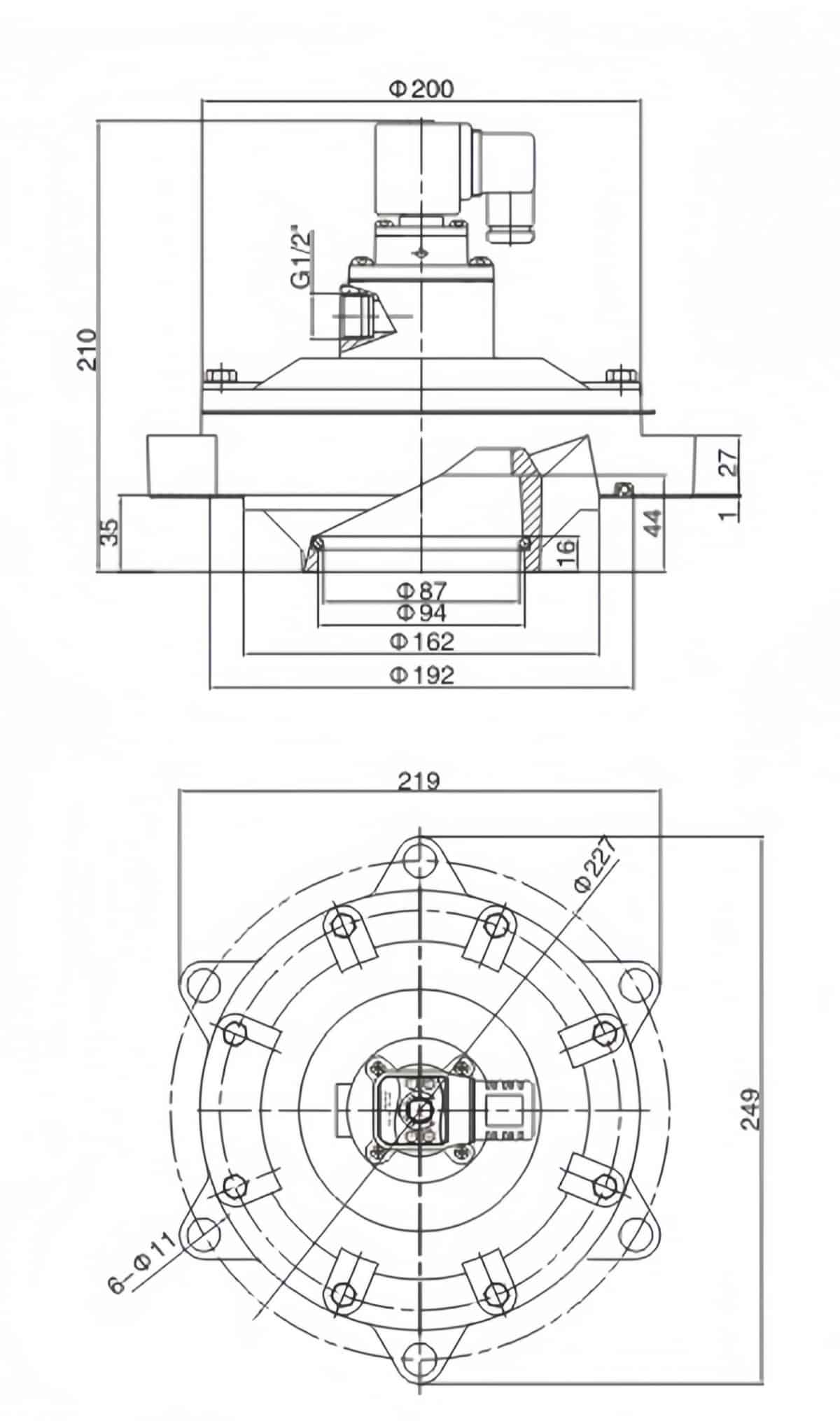 diaphragm pulse solenoid valve drawing