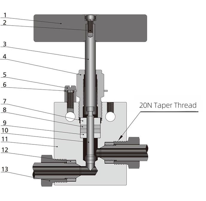 20n stainless steel needle valve parts