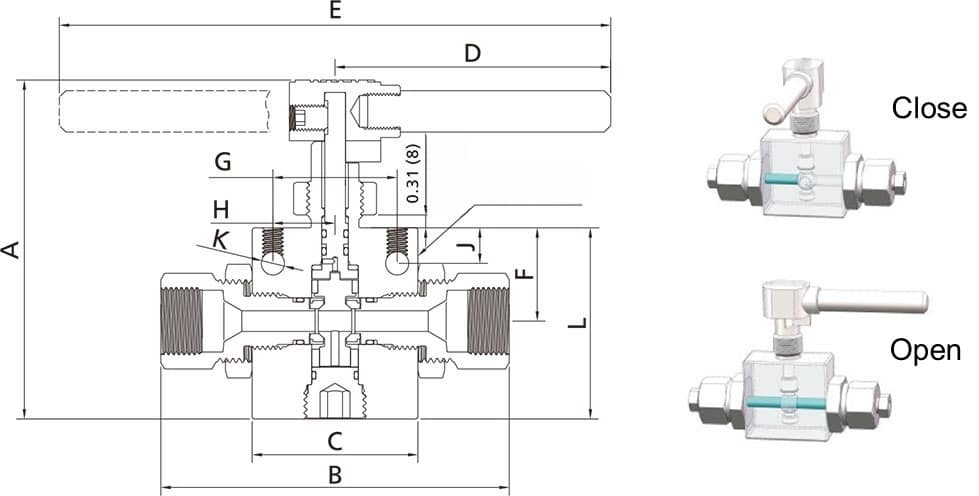 stainless steel 2 way ball valve