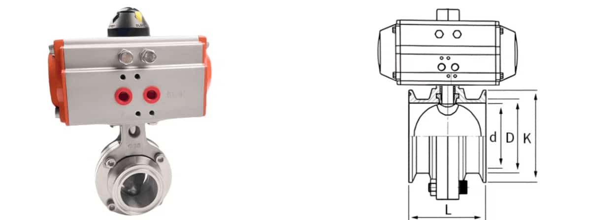 Pneumatic actuated Sanitary butterfly valve